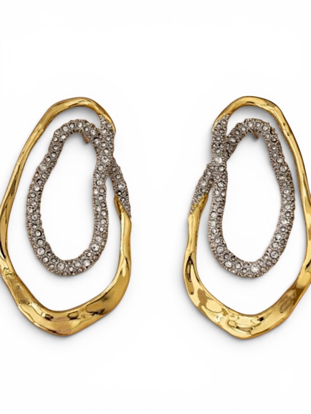 ▪️Oval inlaid rhinestone earrings; unbranded; nwot